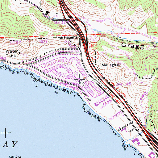 Topographic Map of Palisades Park, CA
