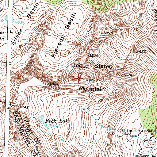 Topographic Map of United States Mountain, CO