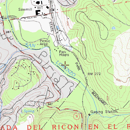 Topographic Map of Redwood Loop Trail, CA