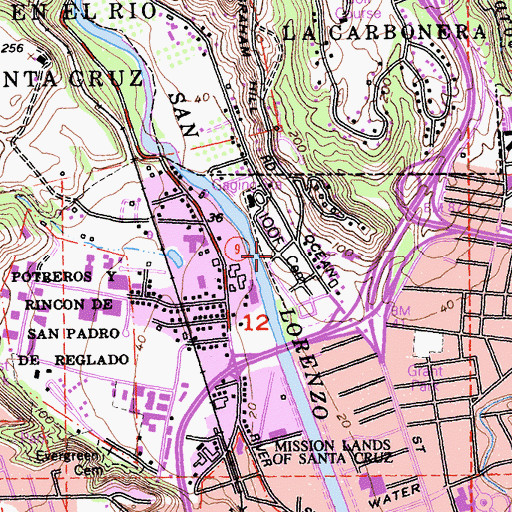 Topographic Map of Independent Order of Oddfellows Cemetery, CA