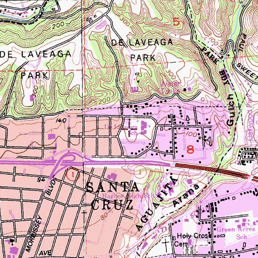 Topographic Map of Delaveaga Elementary School, CA
