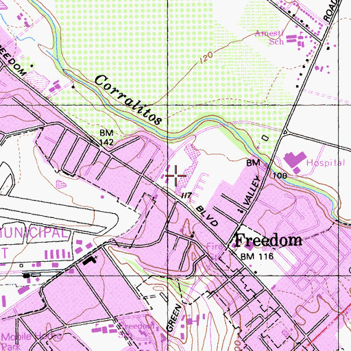 Topographic Map of Freedom Center Shopping Center, CA