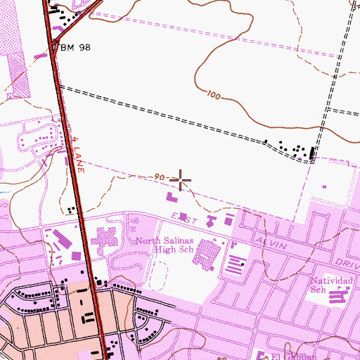 Topographic Map of Harden Middle School, CA