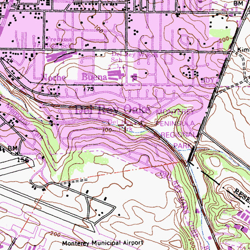 Topographic Map of Del Rey Oaks City Hall, CA