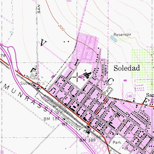 Topographic Map of Main Street Middle School, CA