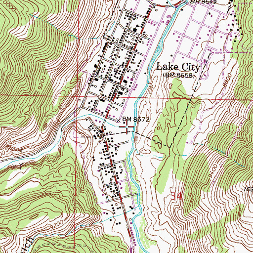 Topographic Map of Henson Creek, CO