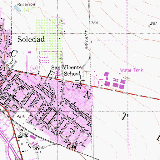Topographic Map of Soledad Cemetery, CA