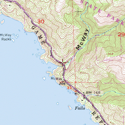 Topographic Map of Waterfall Trail, CA