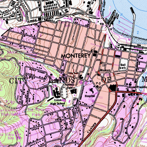 Topographic Map of Old Monterey Jail, CA