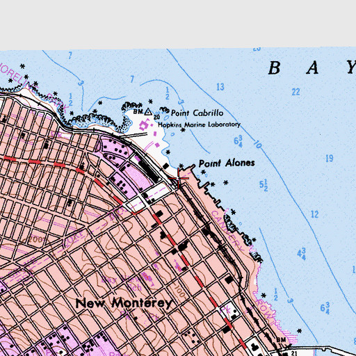 Topographic Map of Monterey Bay Aquarium Library, CA