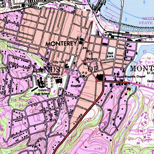 Topographic Map of Monterey Post Office, CA
