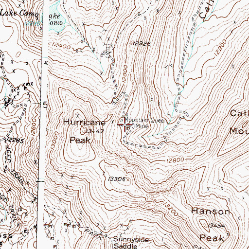 Topographic Map of Mountain Queen Mine, CO