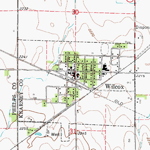 Topographic Map of Wilcox Post Office, NE