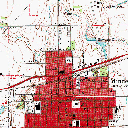 Topographic Map of Harold Warp Pioneer Village Campground, NE