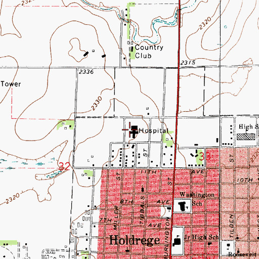 Topographic Map of Phelps Memorial Health Center, NE