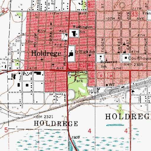 Topographic Map of Holdrege City Park, NE
