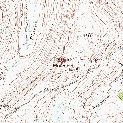 Topographic Map of Treasure Mountain, CO