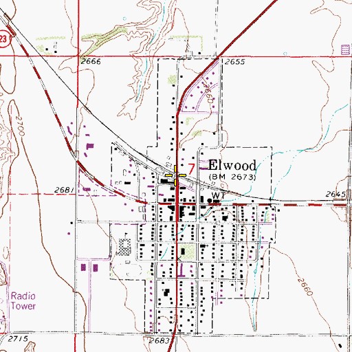 Topographic Map of Elwood, NE