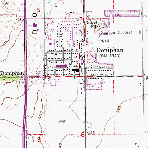 Topographic Map of Doniphan Post Office, NE