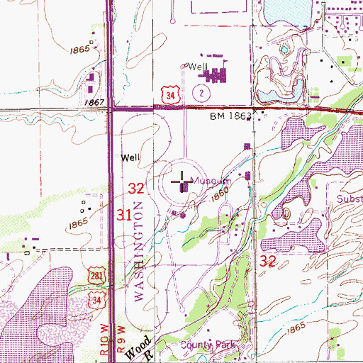 Topographic Map of Morman Trail Historical Marker, NE
