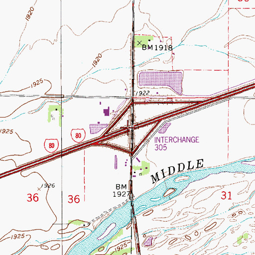 Topographic Map of Interchange 305, NE