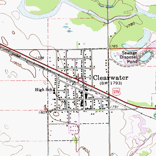 Topographic Map of Clearwater (historical), NE