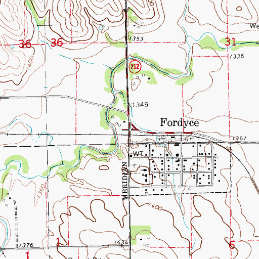 Topographic Map of Fordyce Park, NE