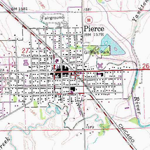 Topographic Map of Pierce (historical), NE