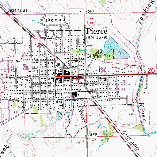 Topographic Map of Pierce Police Department, NE