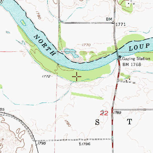 Topographic Map of North Loup State Recreation Area, NE