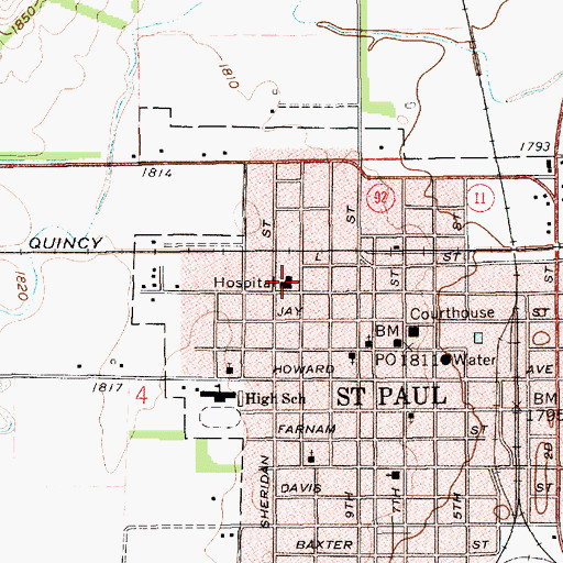 Topographic Map of Howard County Community Hospital, NE