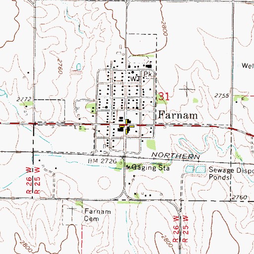 Topographic Map of Farnam Post Office, NE