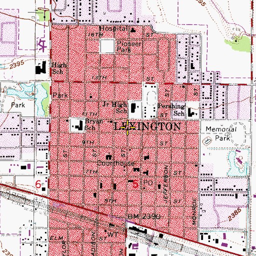 Topographic Map of Lexington Public Library, NE