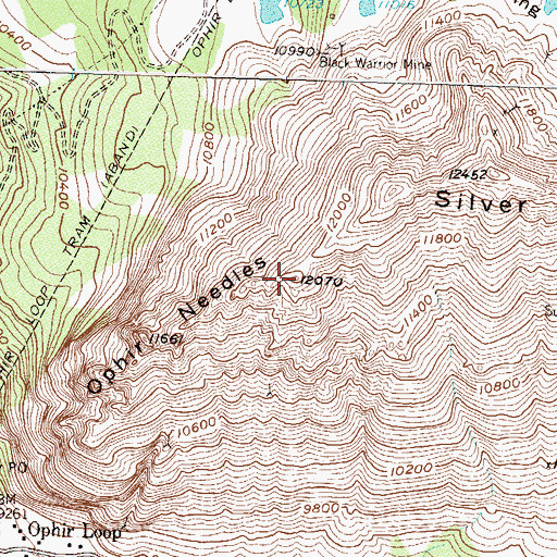 Topographic Map of Ophir Needles, CO
