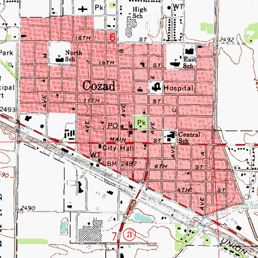 Topographic Map of Cozad Christian Church, NE