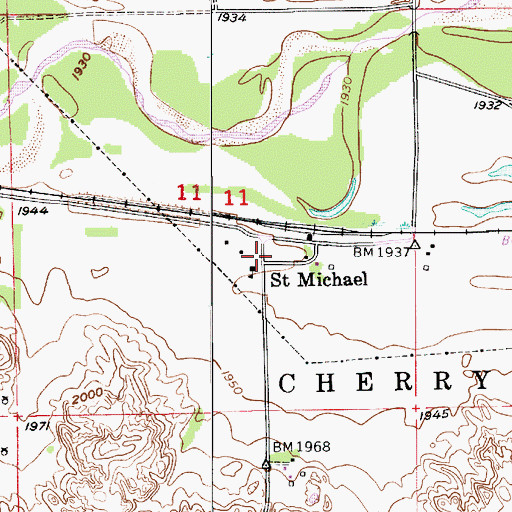 Topographic Map of Saint Michael Post Office (historical), NE