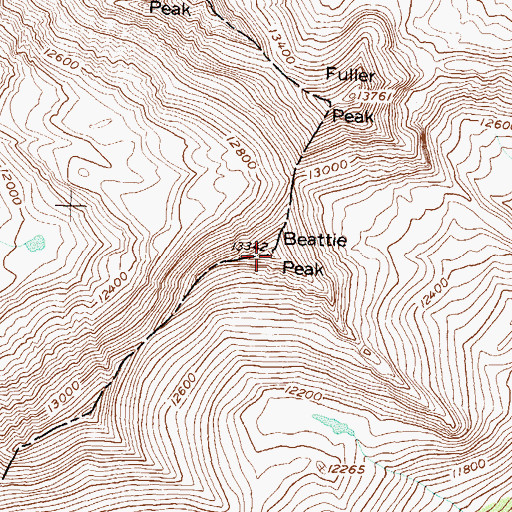 Topographic Map of Beattie Peak, CO