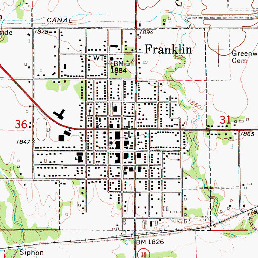 Topographic Map of Franklin County Physical Medical Clinic, NE