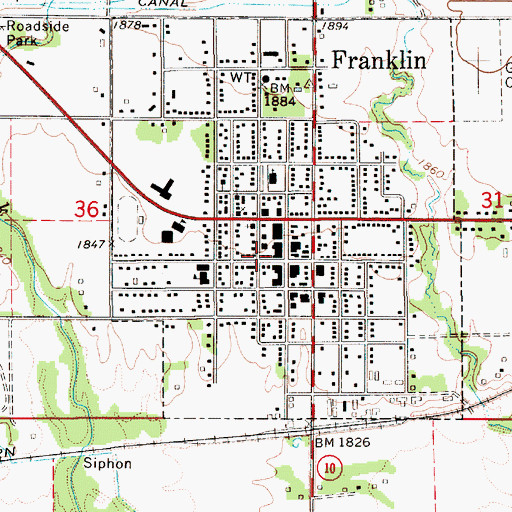 Topographic Map of Franklin Post Office, NE