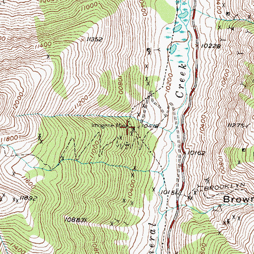 Topographic Map of Imogene Mine, CO