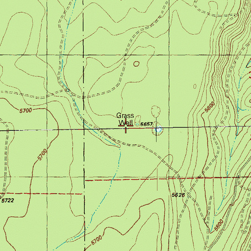 Topographic Map of Grass Well, OR