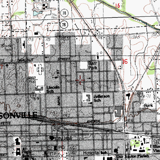 Topographic Map of McCabe Methodist Church (historical), IL