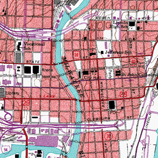 Topographic Map of City Hall Square, WI