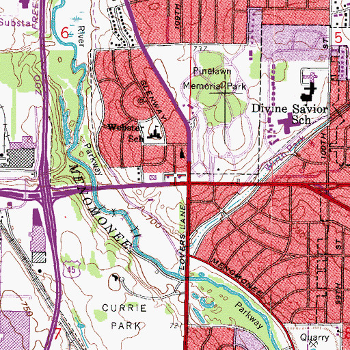 Topographic Map of Currie Park Shopping Center, WI