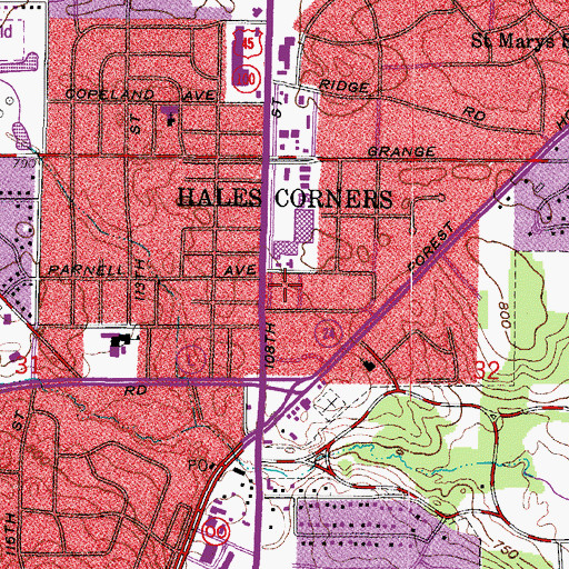 Topographic Map of Hales Corners Shopping Center, WI