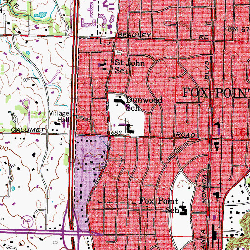 Topographic Map of Saint Eugene School, WI