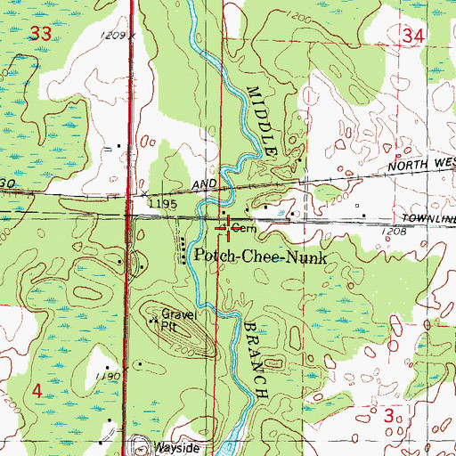 Topographic Map of John Stacy Memorial Cemetery, WI