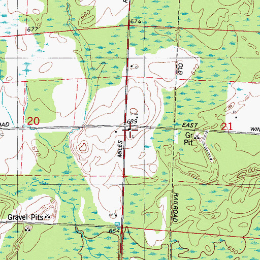 Topographic Map of Miles School (historical), WI