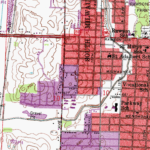 Topographic Map of Saint Lukes Evangelical and Reformed Church, WI