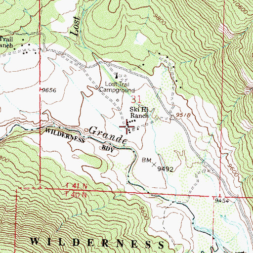 Topographic Map of Ski Hi Ranch, CO
